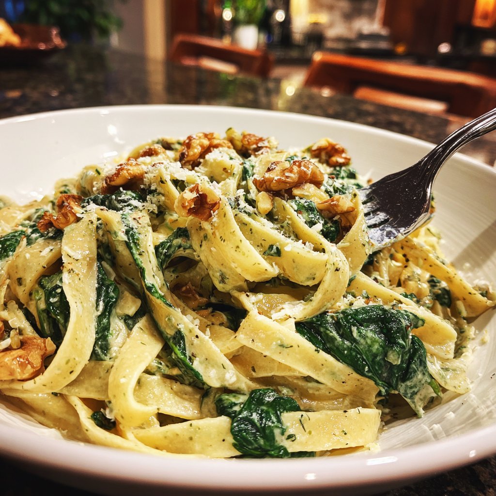 Tagliatelle mit Spinat und Walnüssen