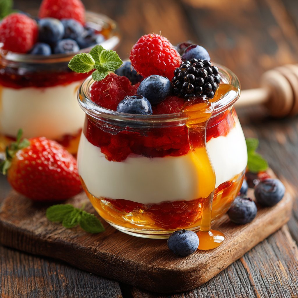 Frühstück im Glas mit Skyr und Beeren