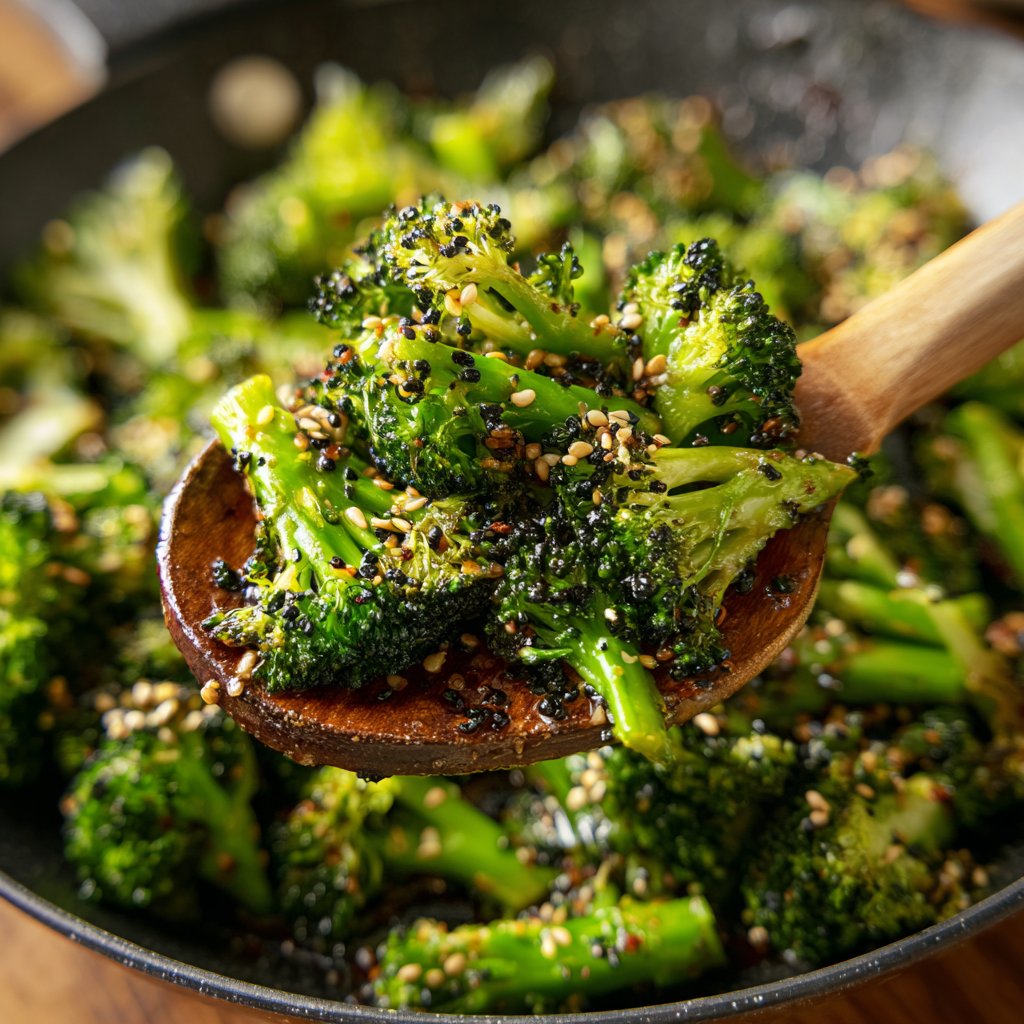 Gemüsepfanne mit Brokkoli und Sesam