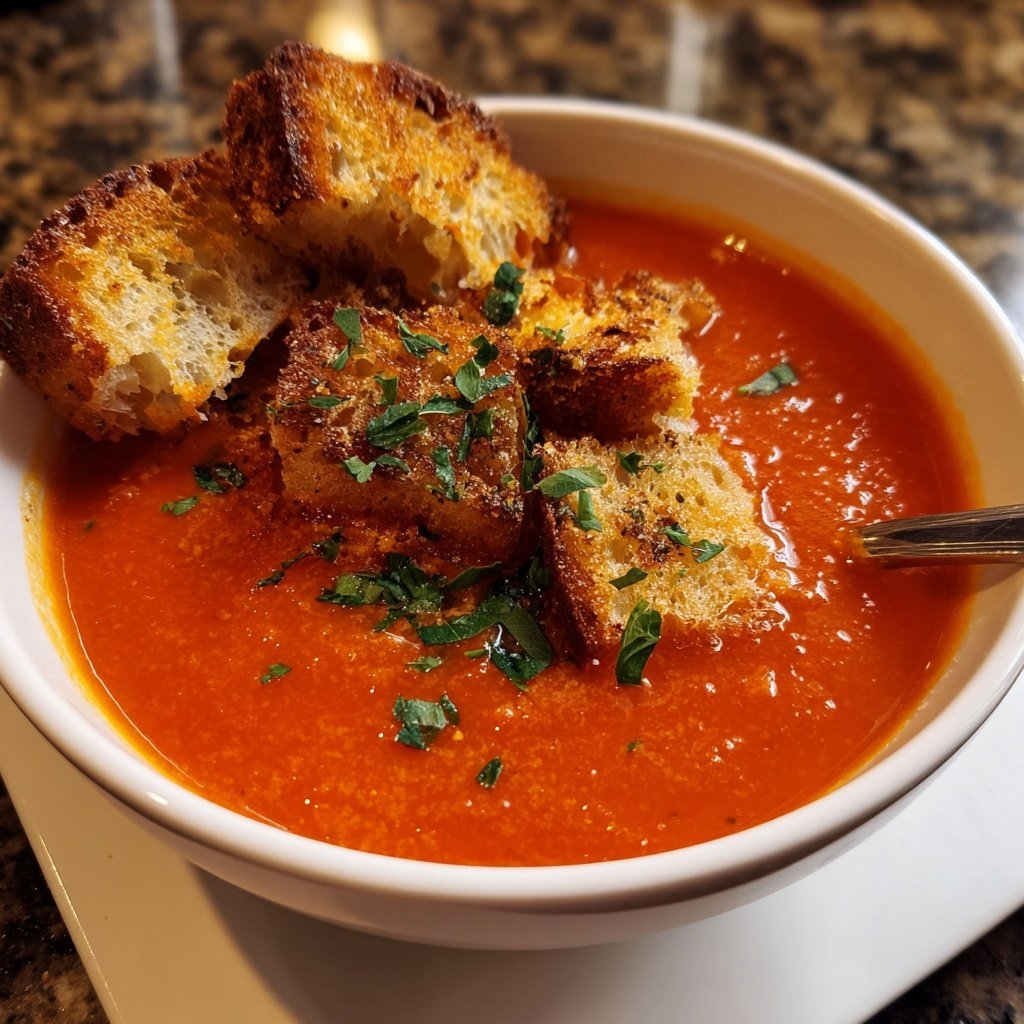 Tomatensuppe mit Croutons