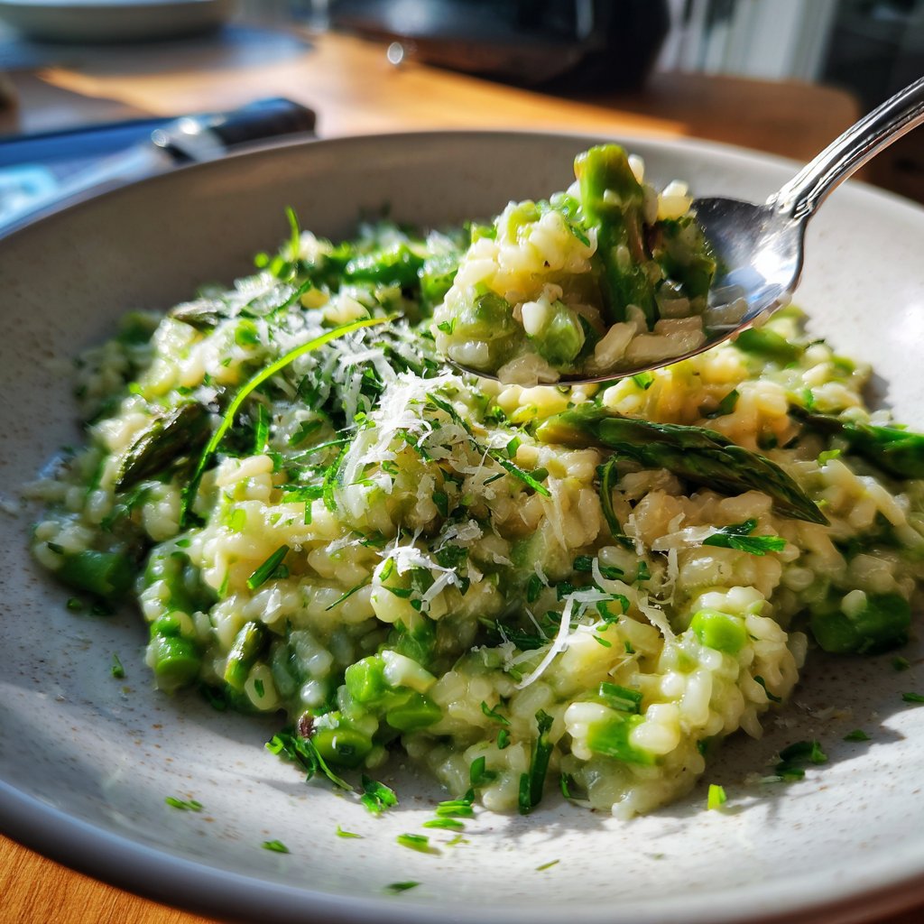 Risotto mit grünem Spargel