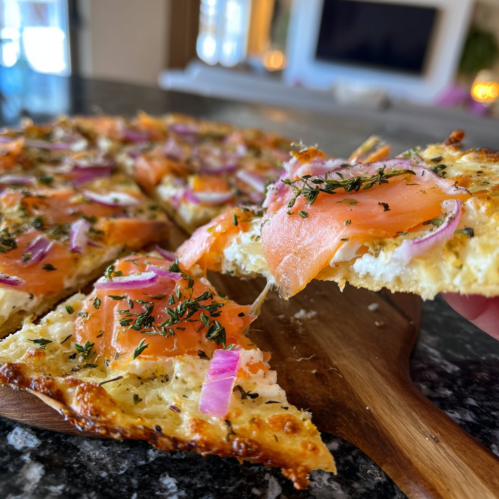 Flammkuchen mit Räucherlachs