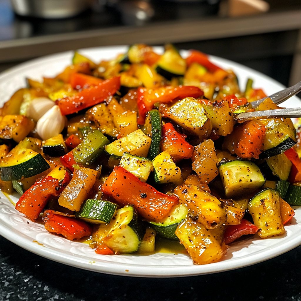 Gemüsepfanne mit Knoblauch