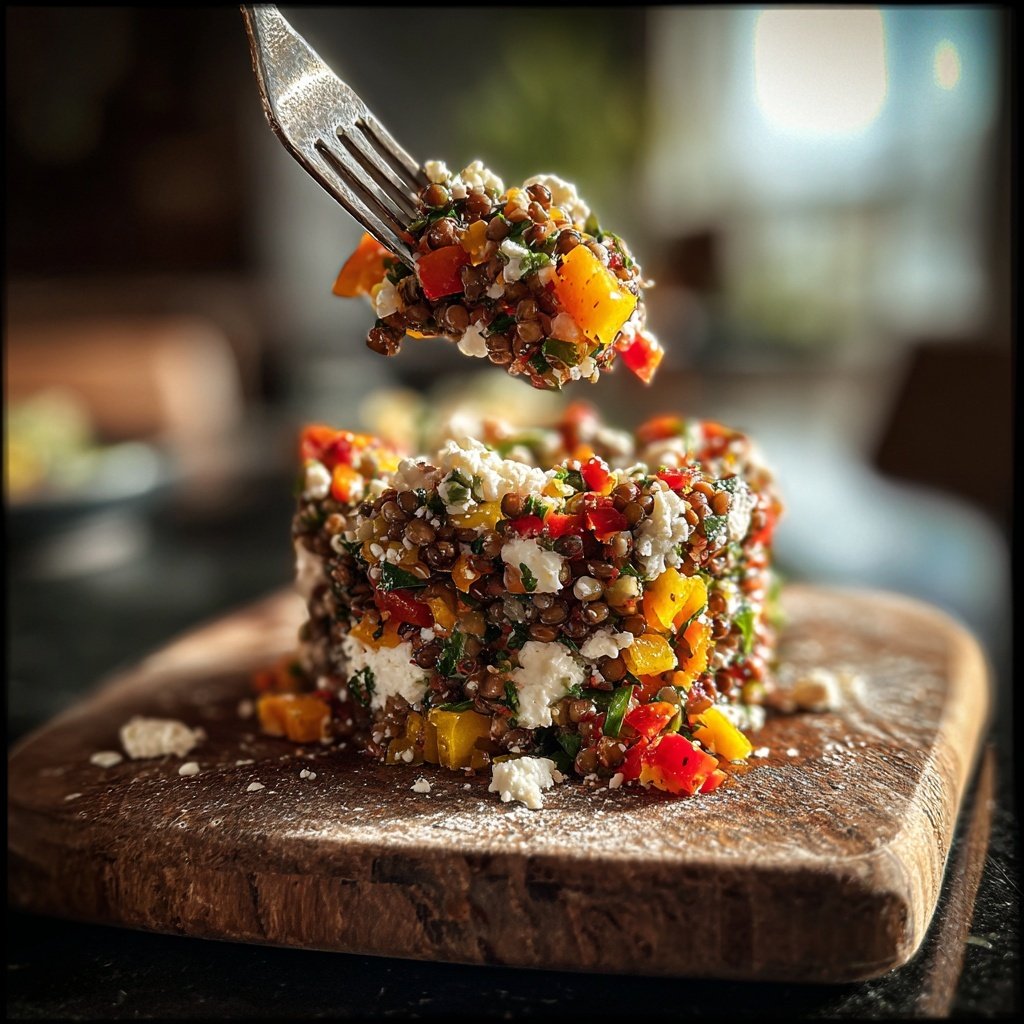Mittagessen mit Linsensalat